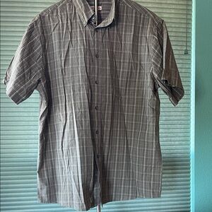 Merona Men's Short-Sleeve Button-Down Plaid Shirt - Brown and Gray